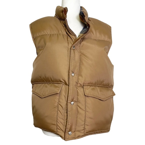 Vintage Argus Sportswear Reversible Puffer Vest Unisex Plaid Tan Size Medium - Picture 3 of 15